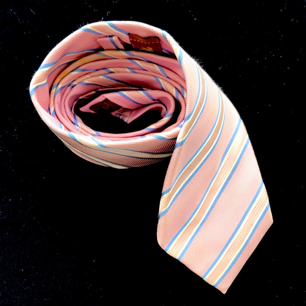 TASSO ELBA Neck Tie Striped Rose Light Blue Men’s